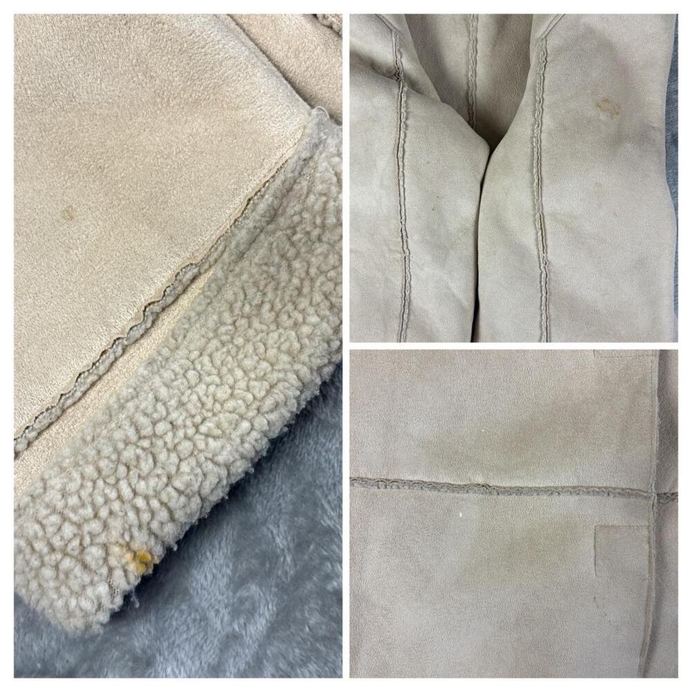 Vintage 90’s Mudd Jeans Sherpa Lined Faux Leather Suede Jacket Women’s Size L - Picture 7 of 8